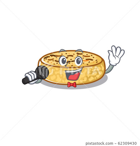 Happy crumpets singing on a the microphone 62309430