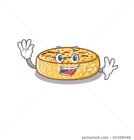 Waving friendly crumpets with mascot design style 62309446
