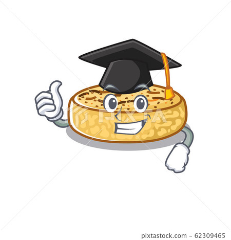 happy and proud of crumpets wearing a black Graduation hat 62309465