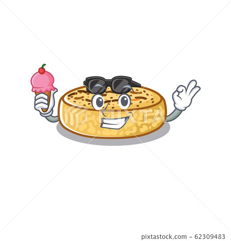 happy face crumpets cartoon design with ice cream 62309483