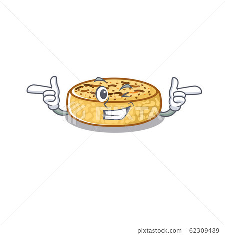 Cute mascot cartoon design of crumpets with Wink eye 62309489