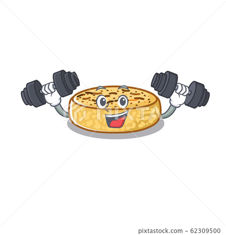 Sporty Fitness exercise crumpets mascot design using barbells 62309500