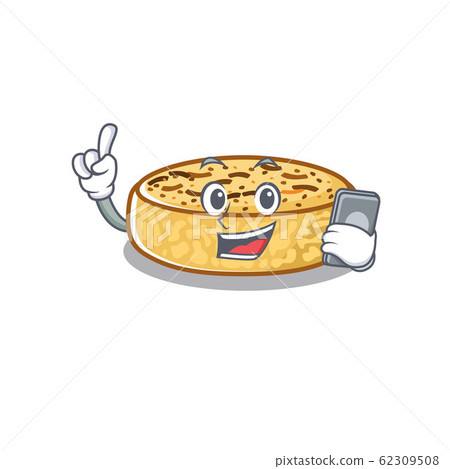 Crumpets Cartoon design style speaking on a phone 62309508