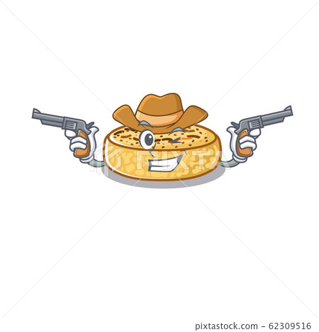 Crumpets Cowboy cartoon in concept having guns 62309516