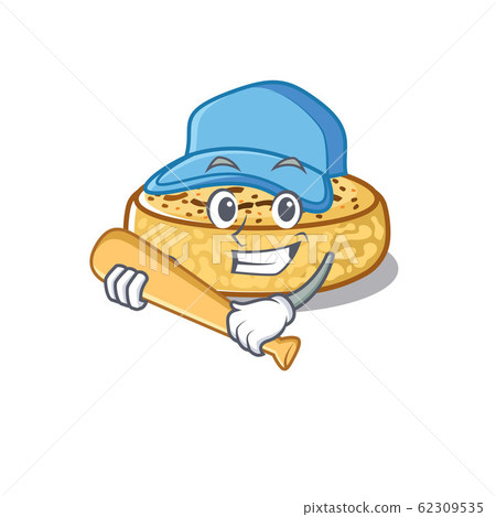 Smiley Funny crumpets a mascot design with baseball 62309535