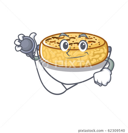 A mascot picture of crumpets cartoon as a Doctor with tools 62309540