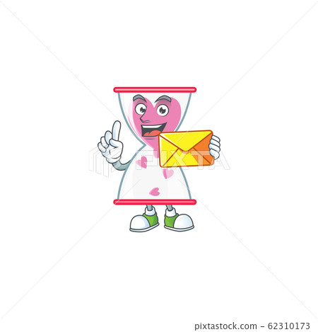 Cheerfully love clock sand mascot design with envelope Cheerfully love clock sand mascot design with envelope 62310173