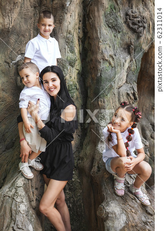 mother with children near the tree mother with children near the tree 62311014