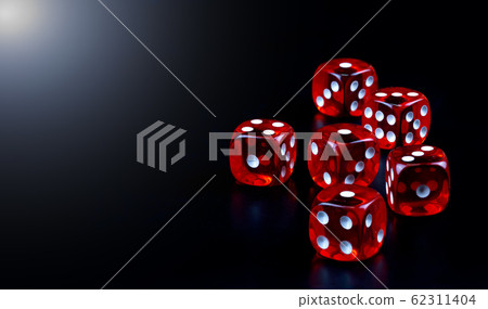 Red dice in dark black background 62311404