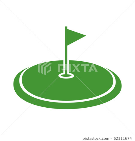 高爾夫球場的剪影例證在綠色附近的。 高爾夫球場的剪影例證在綠色附近的。 62311674