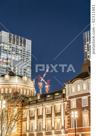 Night view of Tokyo Station and skyscrapers at night in Marunouchi, Chiyoda-ku, Tokyo 62311981