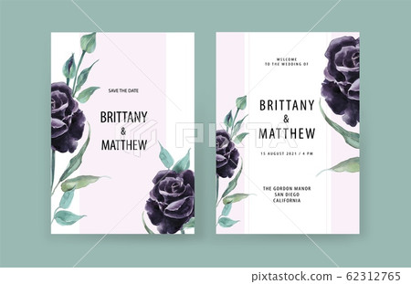 Floral wedding invitation card, minimalist vintage style. 62312765