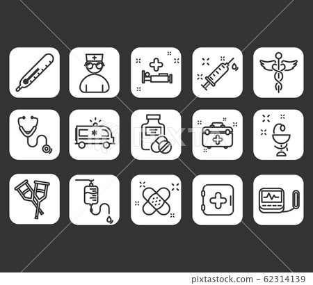 Line icons set of hospital - Stock Illustration [62314139] - PIXTA