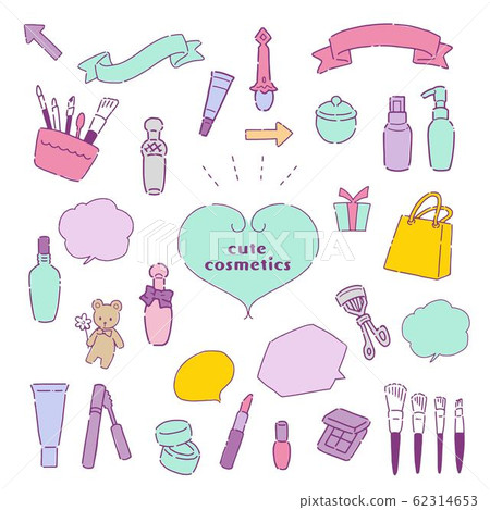 Set of simple cute cosmetic illustrations in handwriting style Set of simple cute cosmetic illustrations in handwriting style 62314653
