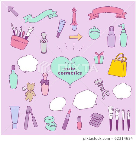 Set of simple cute cosmetic illustrations in handwriting style Set of simple cute cosmetic illustrations in handwriting style 62314654