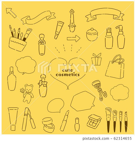 Set of simple cute cosmetic illustrations in handwriting style Set of simple cute cosmetic illustrations in handwriting style 62314655
