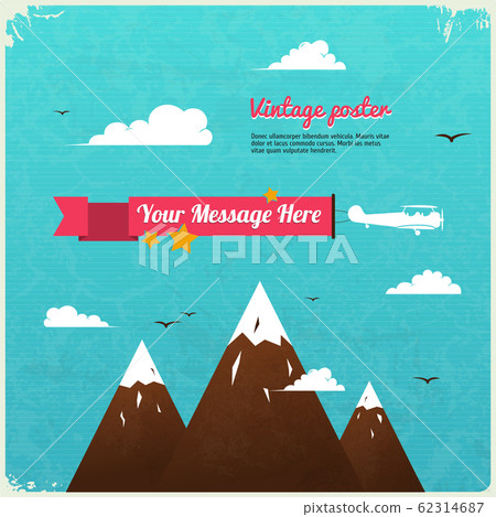 Retro Poster Design with clouds. Retro Poster Design with clouds. 62314687