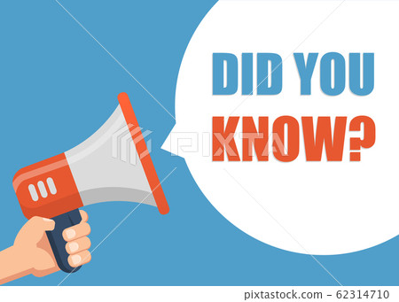 Did You know? - Male hand holding megaphone. Flat 62314710