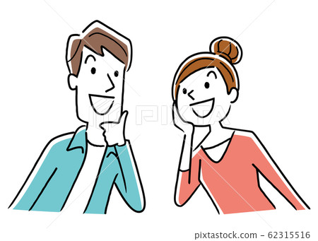 插圖素材：夫婦，微笑，看 62315516