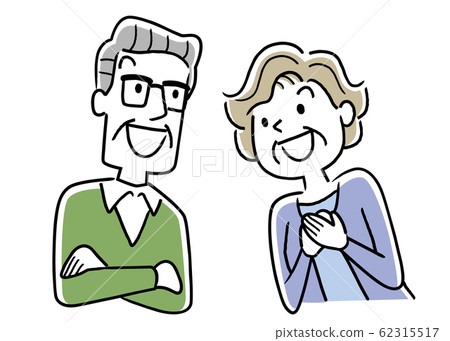 插圖素材：年長夫婦微笑微笑 62315517