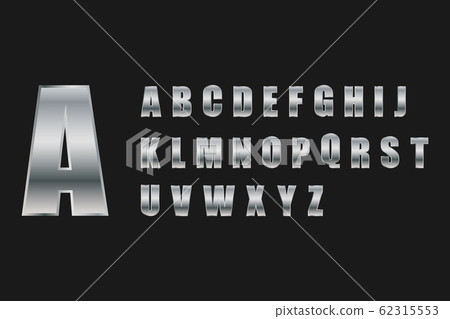 Alphabet letter set silver metal style. Vector... - Stock Illustration ...