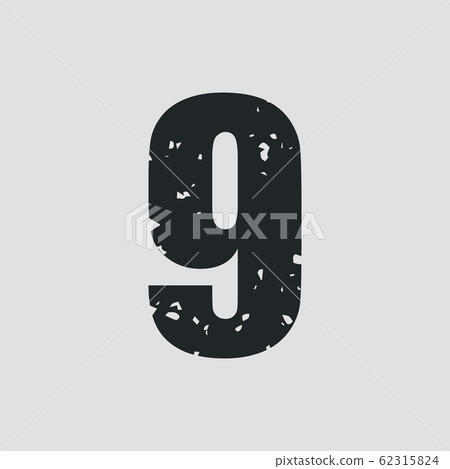 Number 9 grunge style simple design. Vector eps10 - Stock Illustration ...