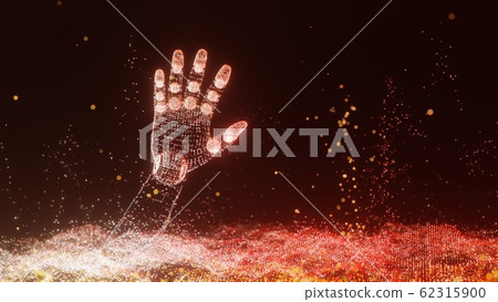 An abstract field of luminous dots and robot arm 62315900