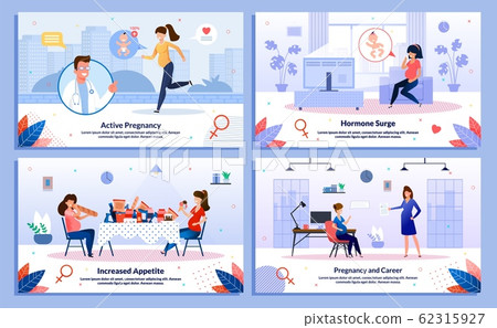 Pregnant Woman Career and Health Vector Banners Pregnant Woman Career and Health Vector Banners 62315927