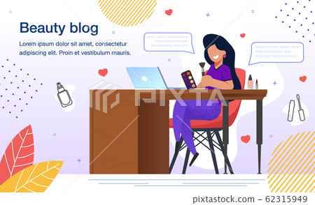 Beauty Blogger Blog Flat Vector Poster Template 62315949