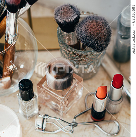 Real professional makeup tools and acessories, brushes and lipsticks 62316693