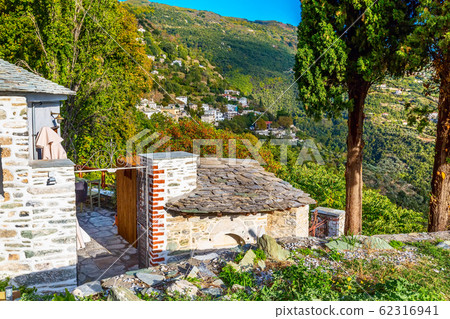 Street view at Makrinitsa village of Pelion, Greece 62316941
