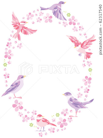 Cherry blossom, bird, frame Cherry blossom, bird, frame 62317540