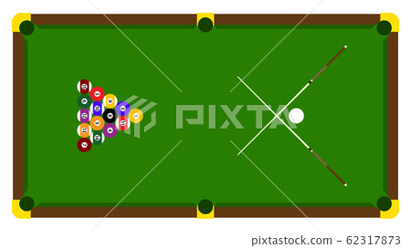 Realistic illustration with pool billiard on green Realistic illustration with pool billiard on green 62317873