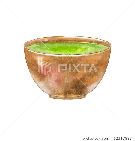 Watercolor illustration of matcha green tea 62317888