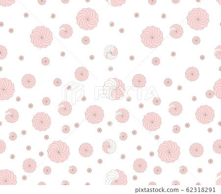Marshmallows vector seamless texture. Pink contour marshmallows on a white background. 62318291