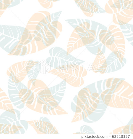 Pastel colors white tropical leaves seamless... - Stock Illustration  [62318337] - PIXTA