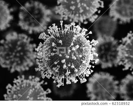 Coronavirus 2019-nCov is a new coronavirus mutation, an outbreak of influenza in China and around the world, coronavirus influenza as a new type of influenza strain, pandemic. Virus electron microscop 62318932