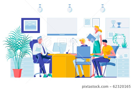 Employees Reporting Project Results to Boss Chief Employees Reporting Project Results to Boss Chief 62320165