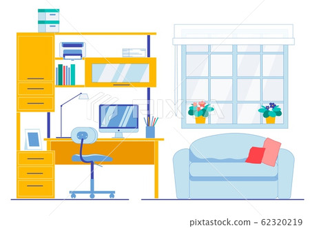 Neat and Clean Working Area in Apartment Room 62320219