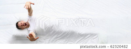 Young caucasian beauty woman sleeping on white bed Young caucasian beauty woman sleeping on white bed 62320482