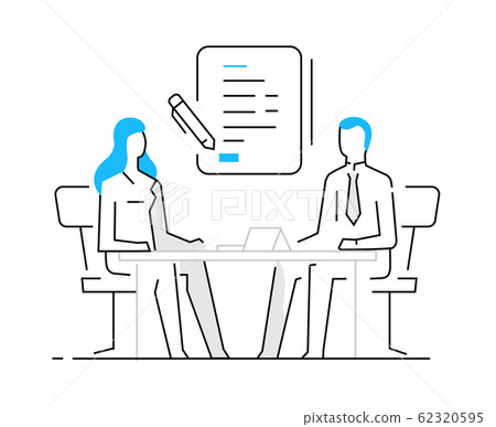 Woman signing a contract. work on a startup 62320595