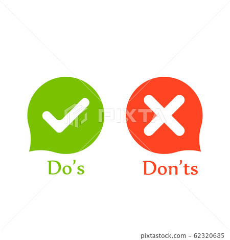 Do's don'ts signs in speech bubbles. Vector 62320685