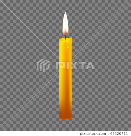 Realistic candle on dark back. Vector illustration 62320711