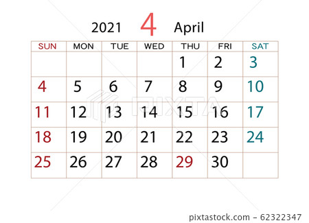 2021年4月日曆 插圖素材 62322347 Pixta圖庫