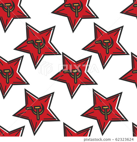Soviet red star with hammer and sickle seamless pattern Soviet red star with hammer and sickle seamless pattern 62323624