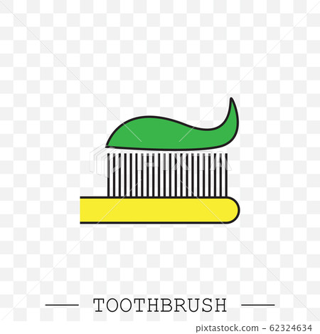 Vector color icon of toothbrush with applied... - Stock Illustration ...