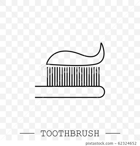 Vector line icon of toothbrush with applied... - Stock Illustration ...