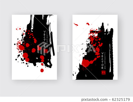 Black red ink brush stroke on white background. 62325179