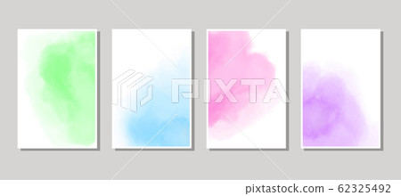 Set of cards with watercolor blots. 62325492
