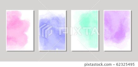 Set of cards with watercolor blots. 62325495